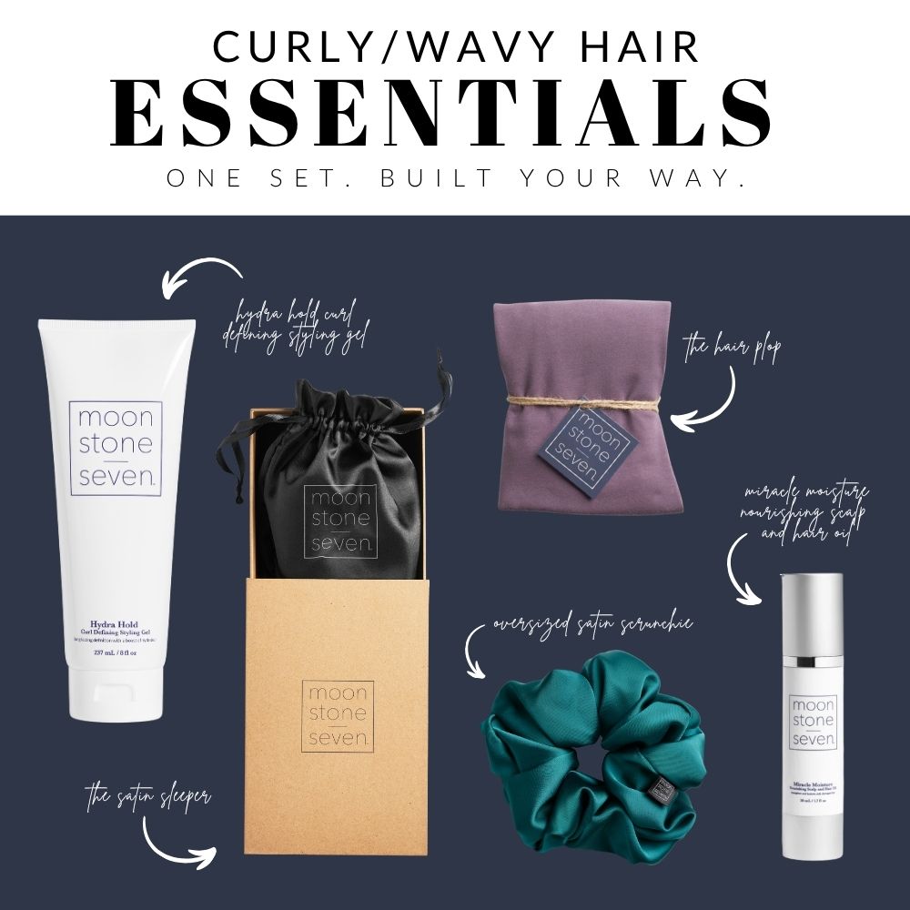 Essentials Bundle – Hair Plop, Curl Gel, Hair Oil, Satin Scrunchie & Satin Bonnet for Frizz-Free Defined Curls
