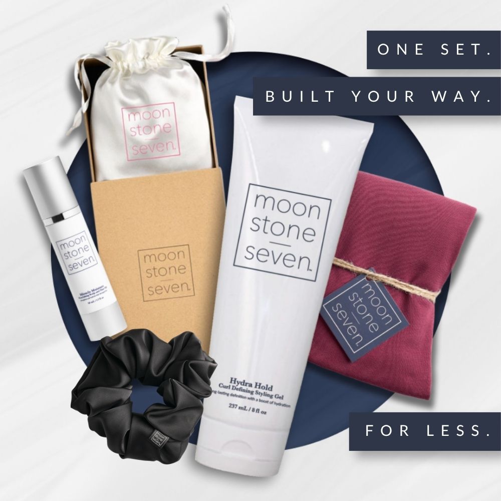 Essentials Bundle – Hair Plop, Curl Gel, Hair Oil, Satin Scrunchie & Satin Bonnet for Frizz-Free Defined Curls
