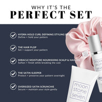 Essentials Bundle – Hair Plop, Curl Gel, Hair Oil, Satin Scrunchie & Satin Bonnet for Frizz-Free Defined Curls