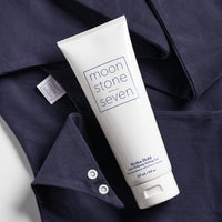 MoonstoneSeven Hydra Hold Curl Defining Styling gel for wavy and curly hair shown with hair plopping towel