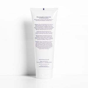Back of MoonstoneSeven Hydra Hold Gel bottle showing ingredient list and usage directions